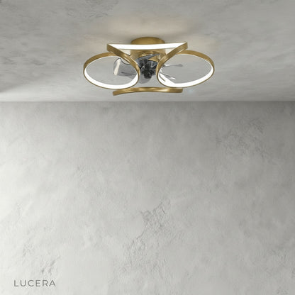 minimalist white ceiling fan with light in contemporary bedroom setting