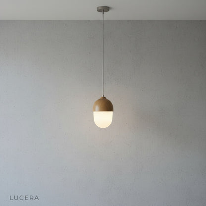 Holly pendant light in a bright living room with high ceiling and natural daylight