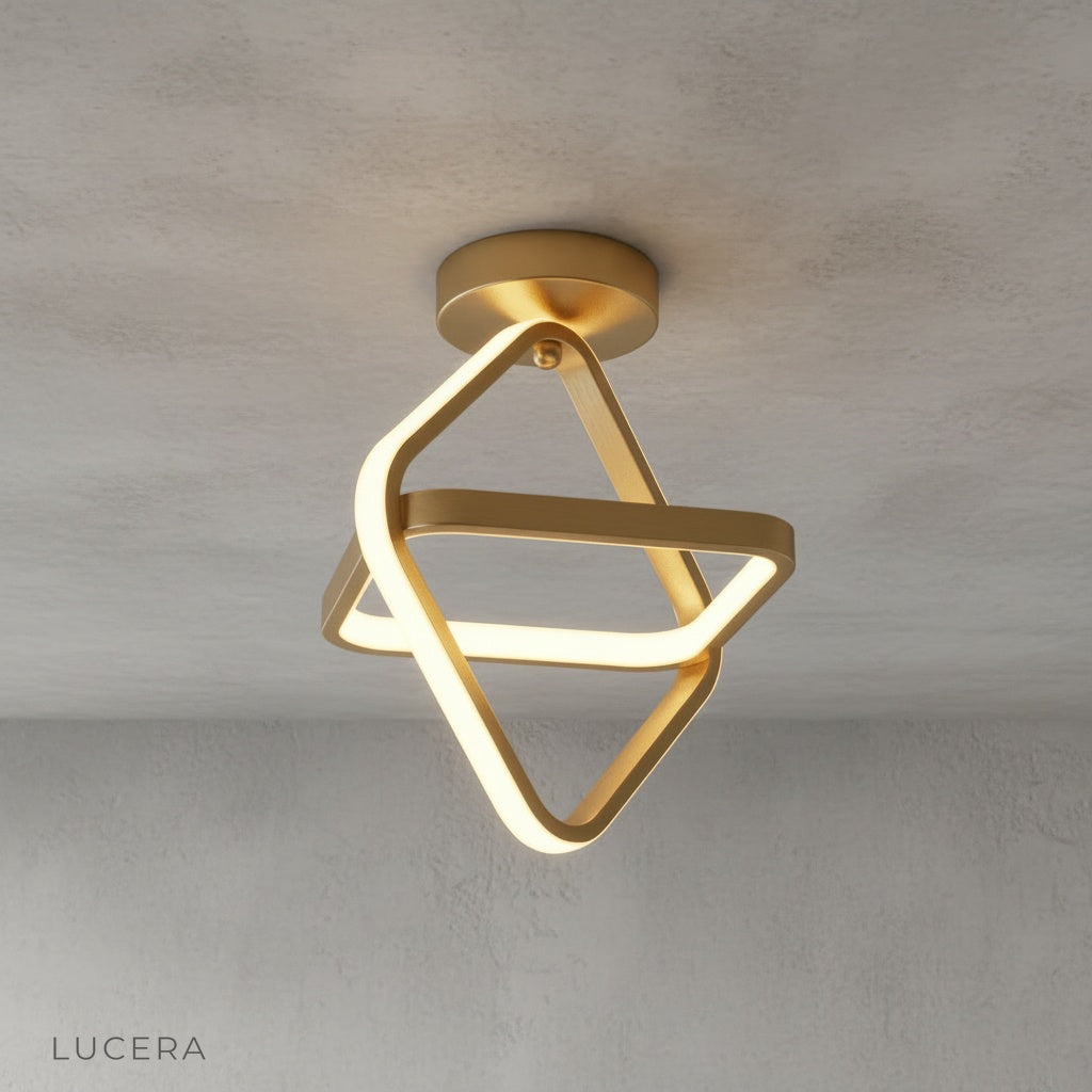 Detail view of durable iron frame and frosted acrylic panel on ceiling light