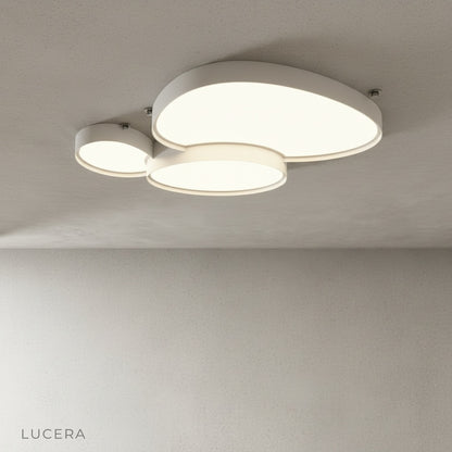 abstract Yielding ceiling light casting soft ambient glow in a modern hallway