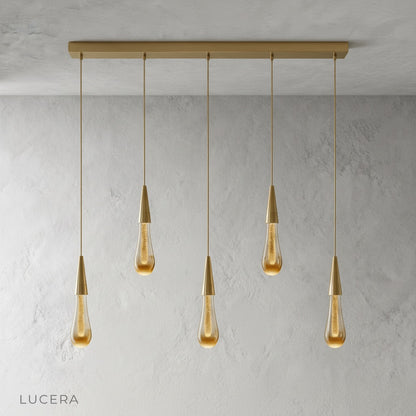 Beryl pendant light in minimalist bedroom with ambient evening lighting
