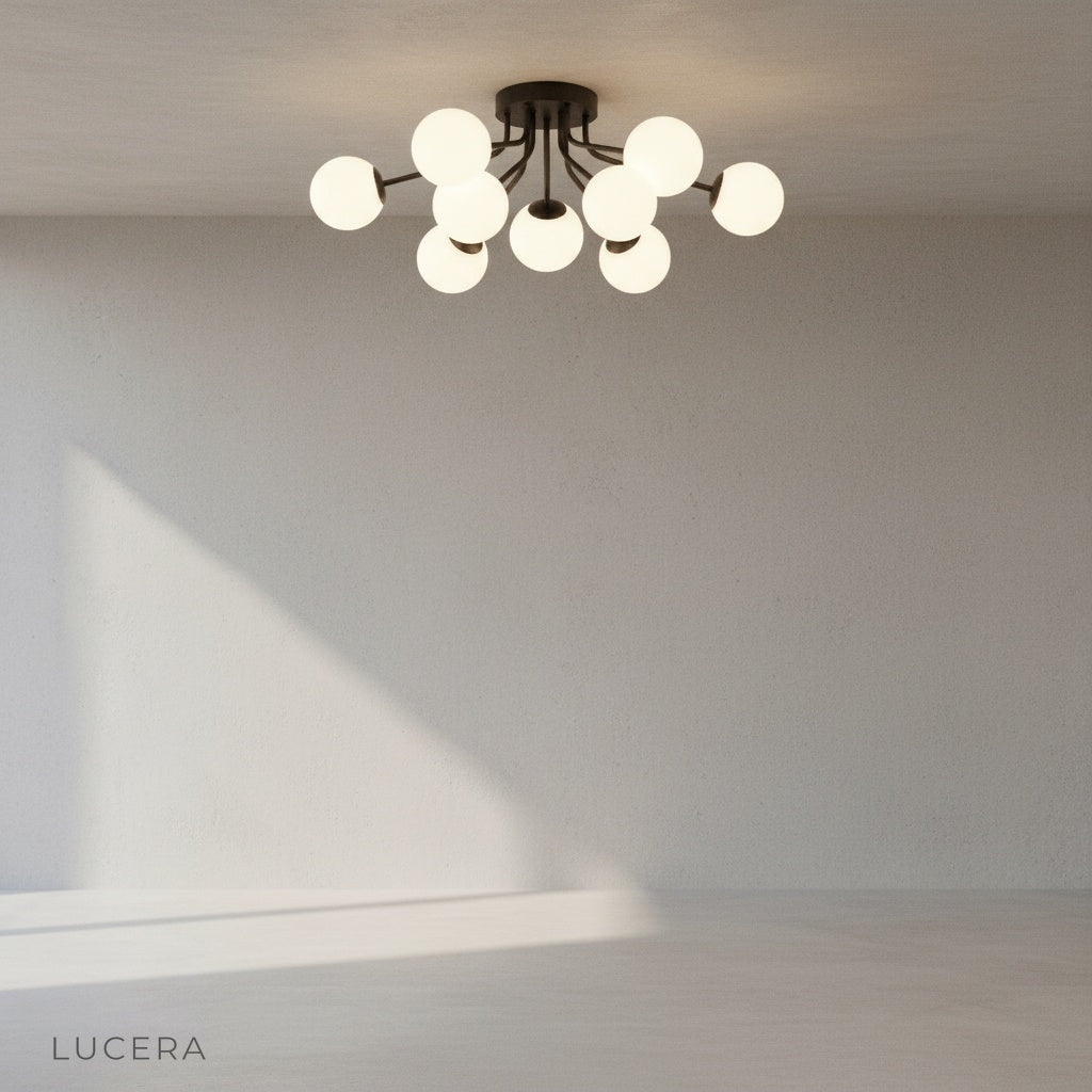 detail view of Crypt ceiling light iron frame joints and glass attachment points