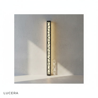 Giselle lamp casting soft glow on wooden deck railing at twilight