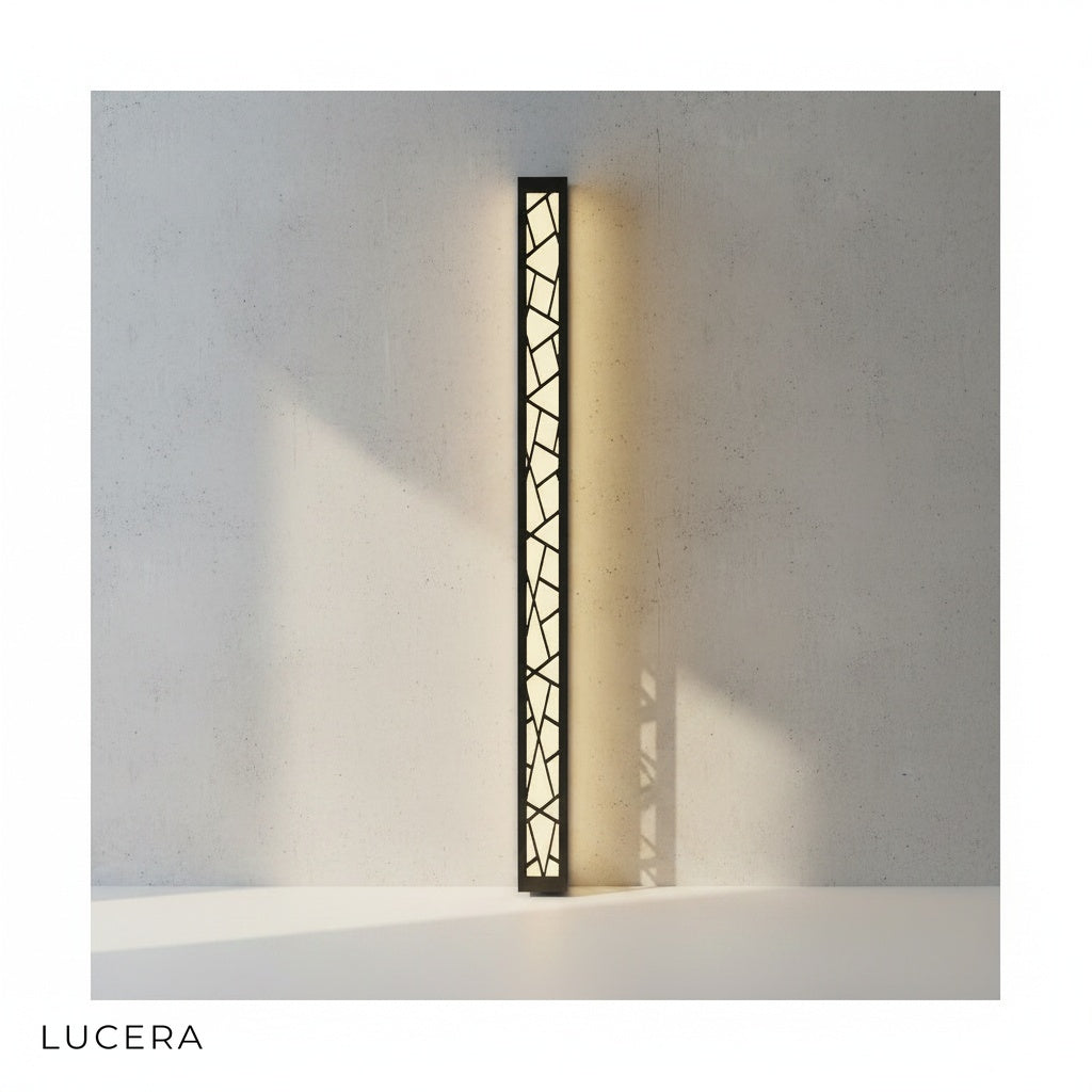 Pair of Giselle LED lamps flanking a contemporary front door entrance