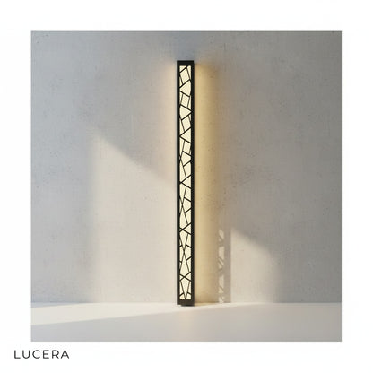 Pair of Giselle LED lamps flanking a contemporary front door entrance