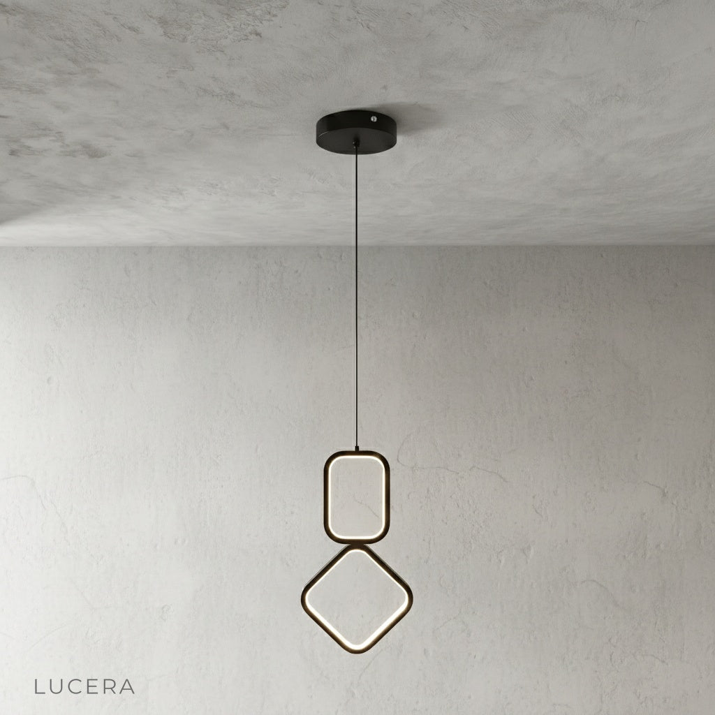 Detail shot of Facade pendant light acrylic diffuser casting soft ambient light
