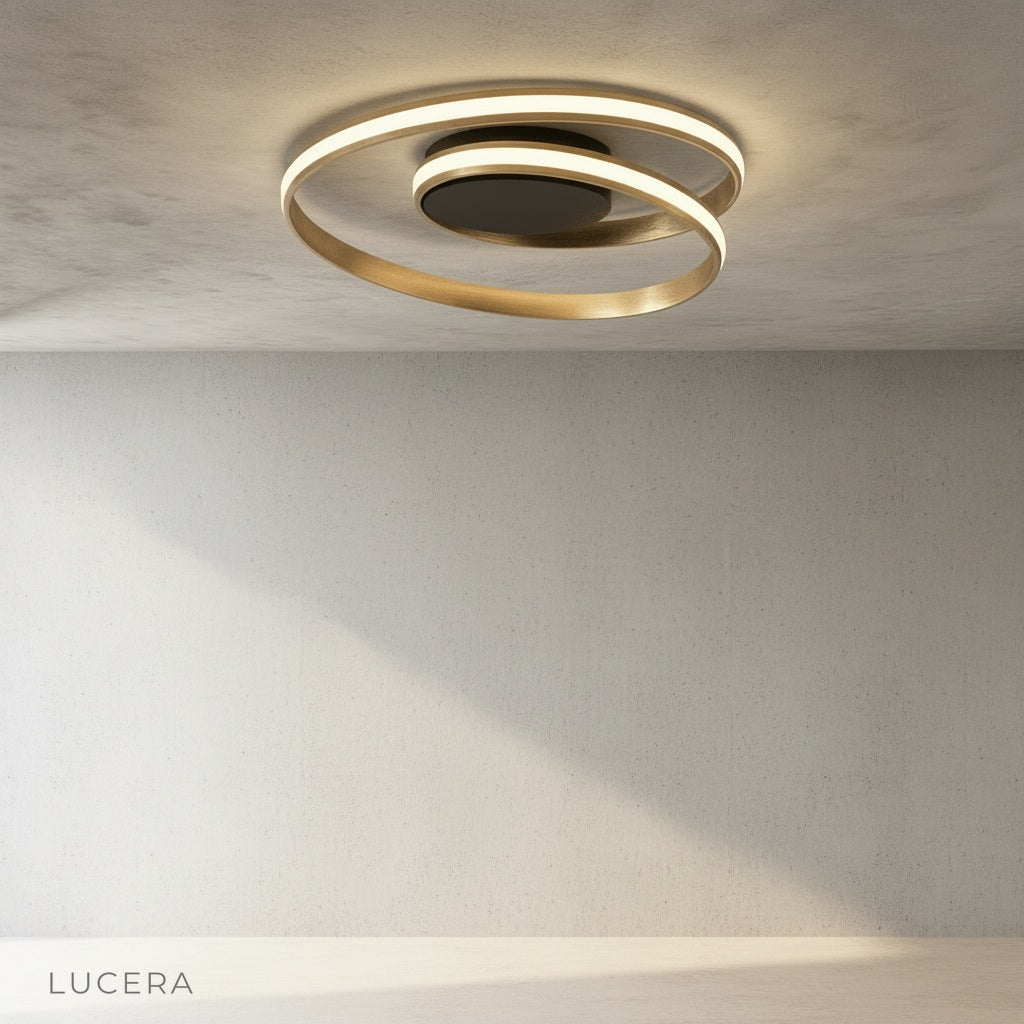 Jamb ceiling light ambient evening shot with dimmed warm light in cozy reading corner