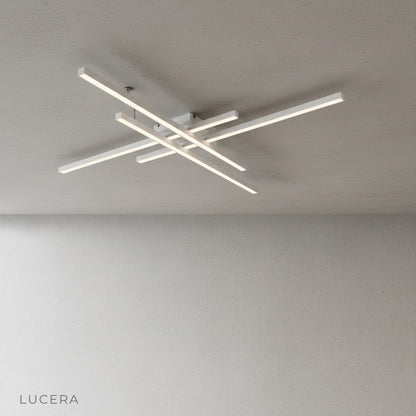 aesthetic evening shot of Upland ceiling light casting warm shadows in a reading nook