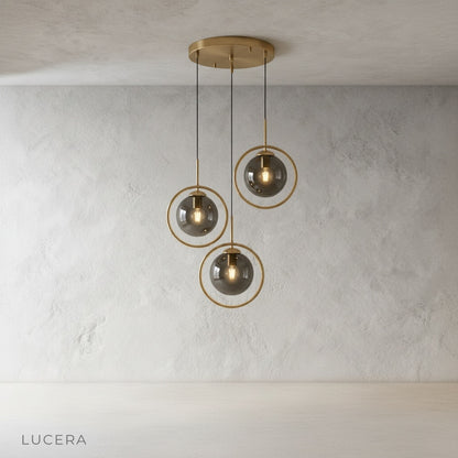 Caelus pendant light paired with modern furniture in a bright airy bedroom setting