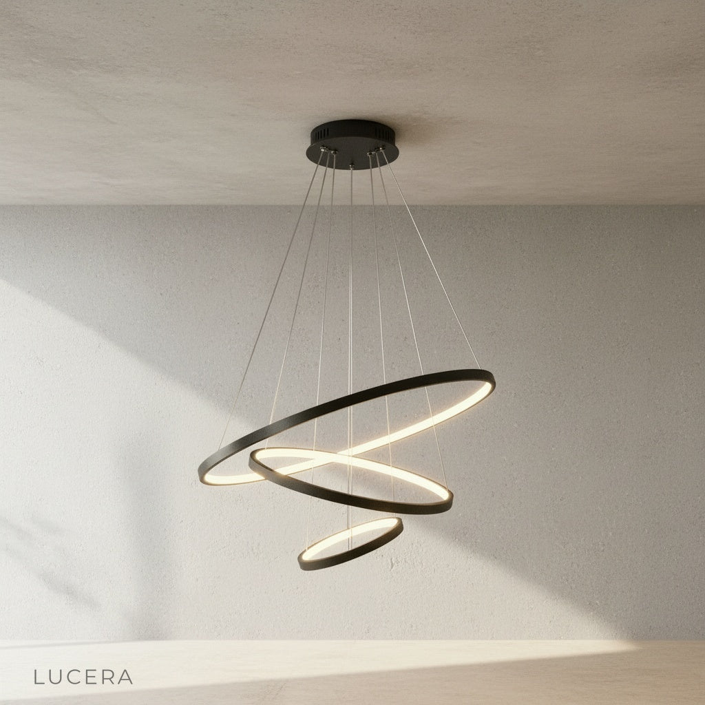 small wash chandelier in cozy bedroom with soft warm white glow