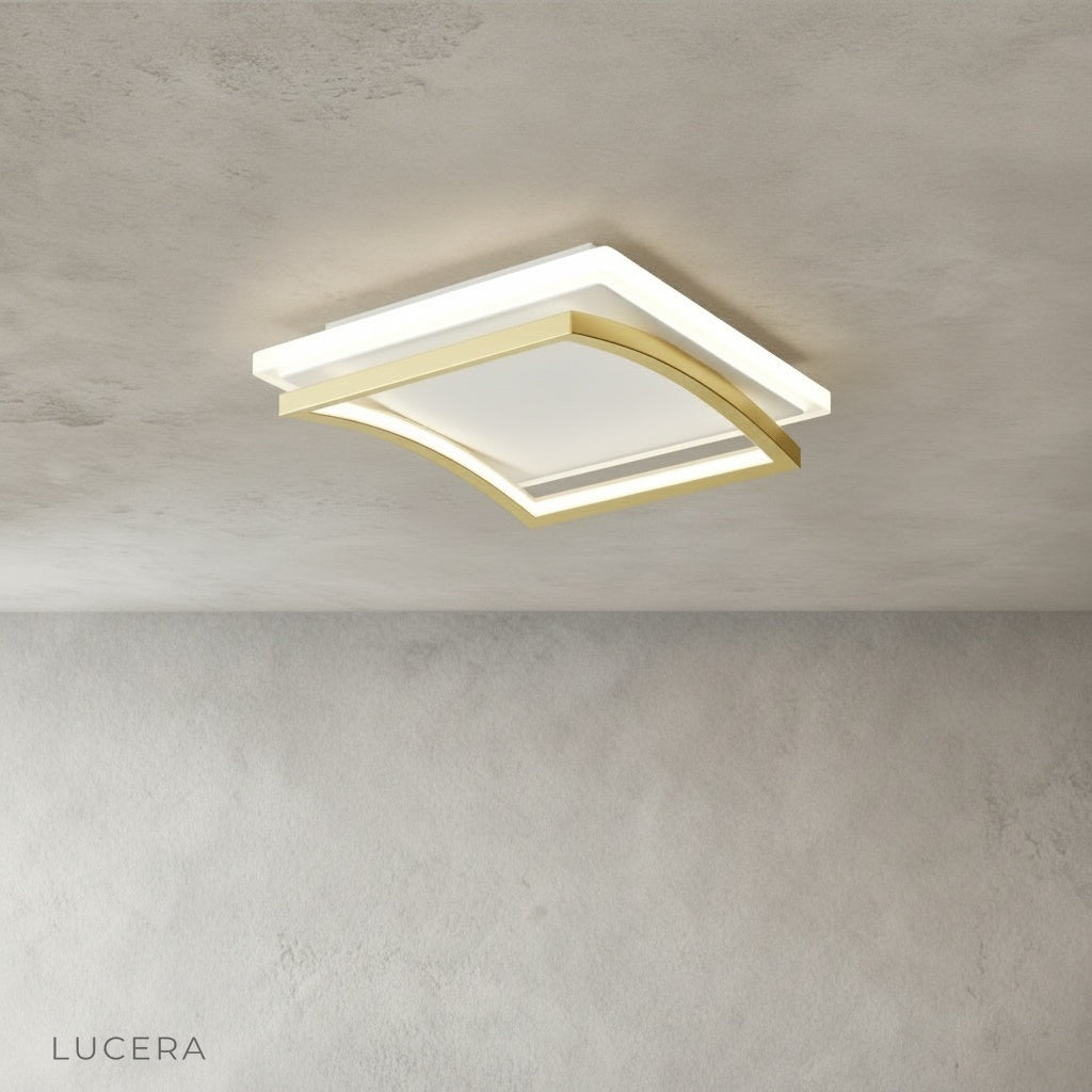 broom ceiling light in stylish dining room with pendant hanging over table
