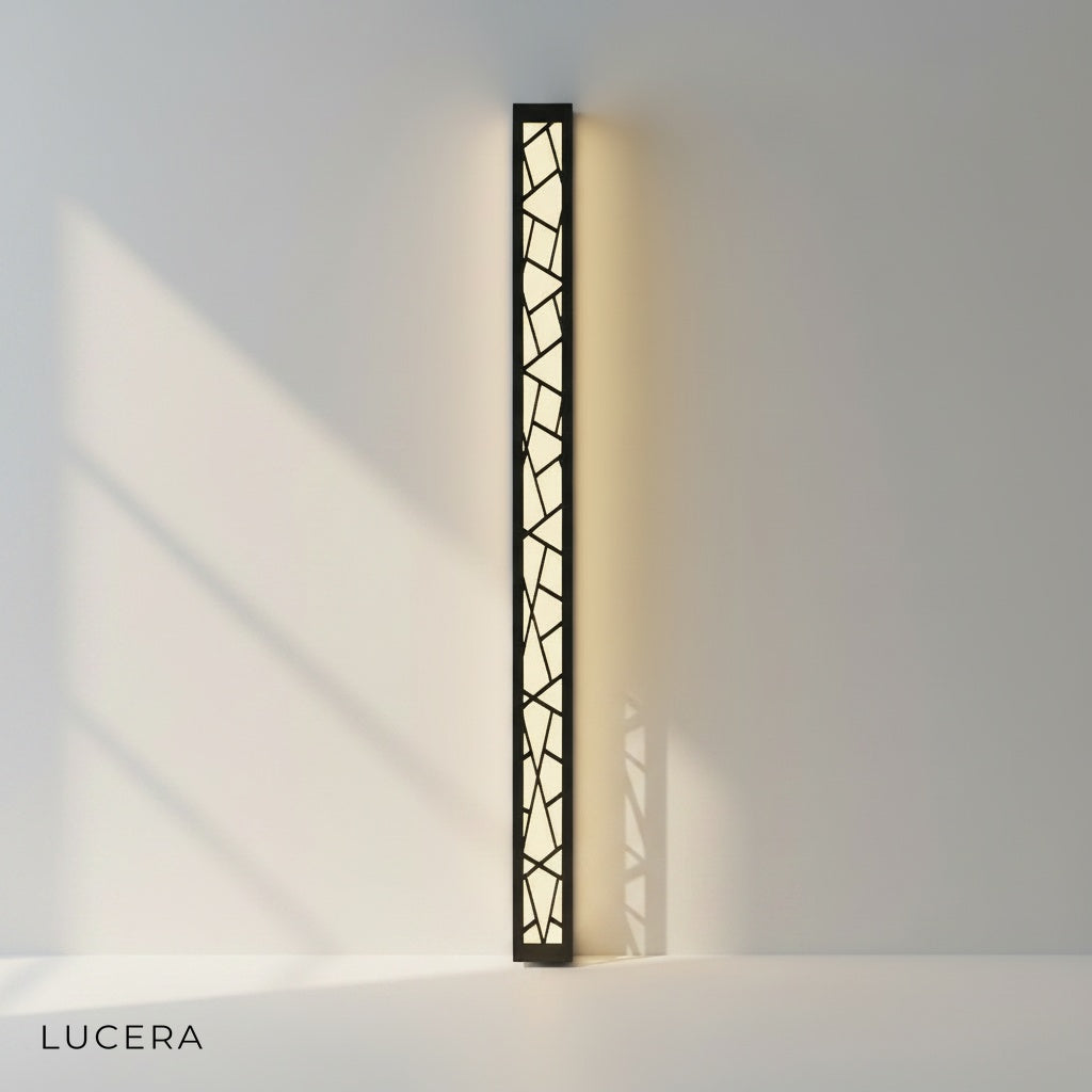 Giselle Outdoor Lamp in cool daylight mode on minimalist stucco wall