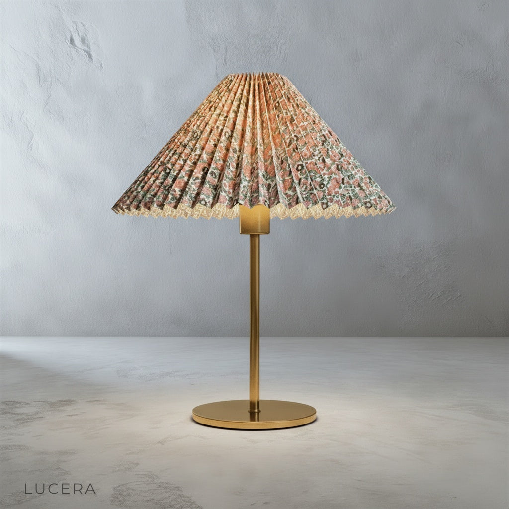 Ysabel Table Lamp on a dining sideboard with a vase and minimalist wall art behind