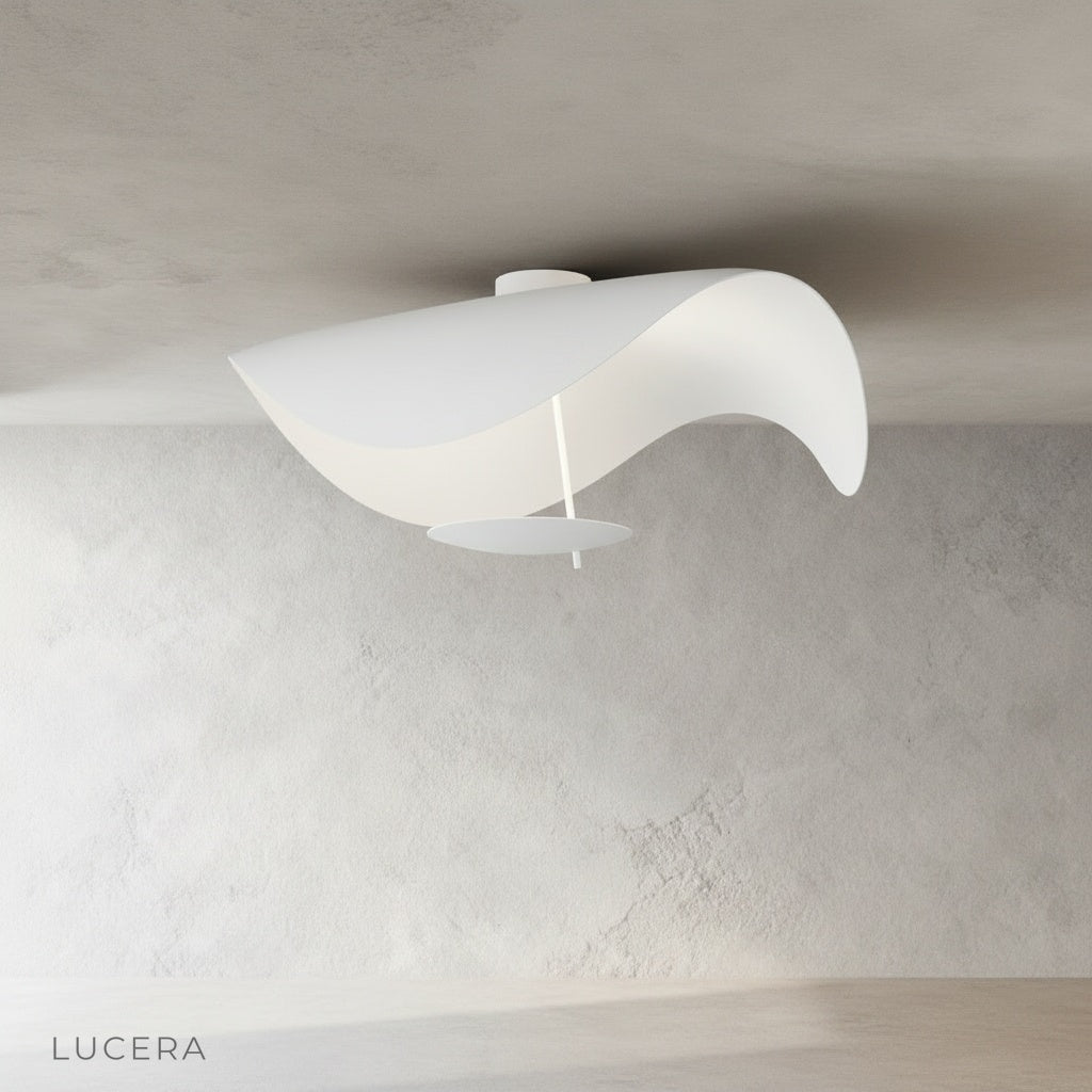 Xenial ceiling lamp in dining room with natural wood accents