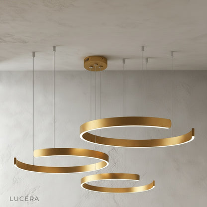 contemporary aluminum chandelier in hallway with matte black accents