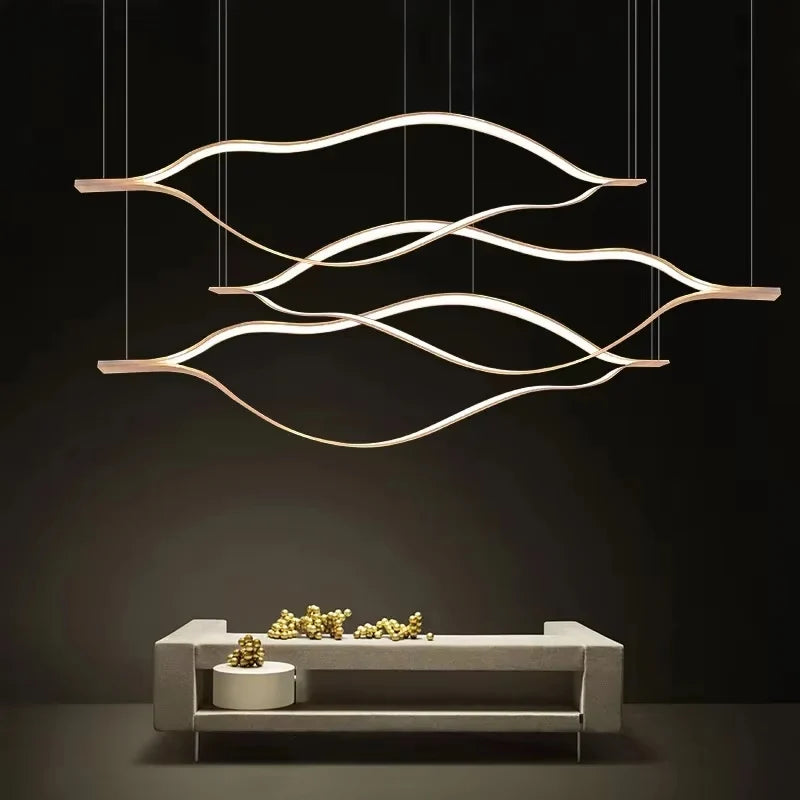 Campo Gold Wave Chandelier for Dining Room - Chandeliers | Lucera Lighting