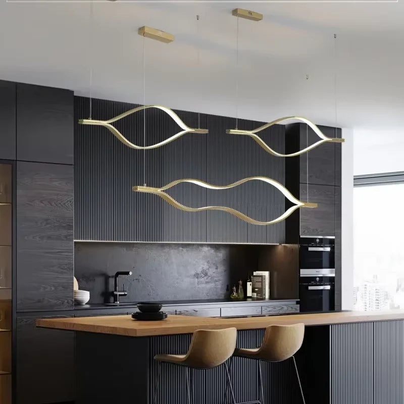 Campo Gold Wave Chandelier for Dining Room - Chandeliers | Lucera Lighting