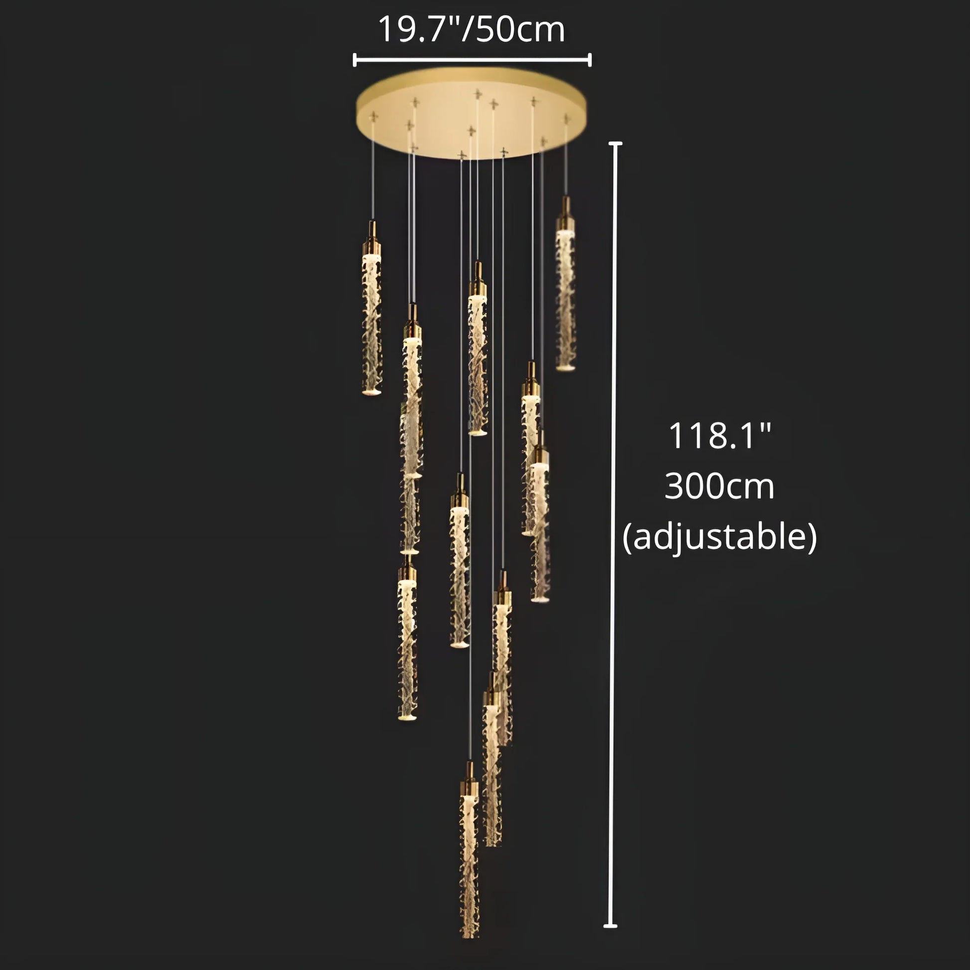 Diorite Crystal Cascade Staircase Chandelier - Chandeliers | Lucera Lighting