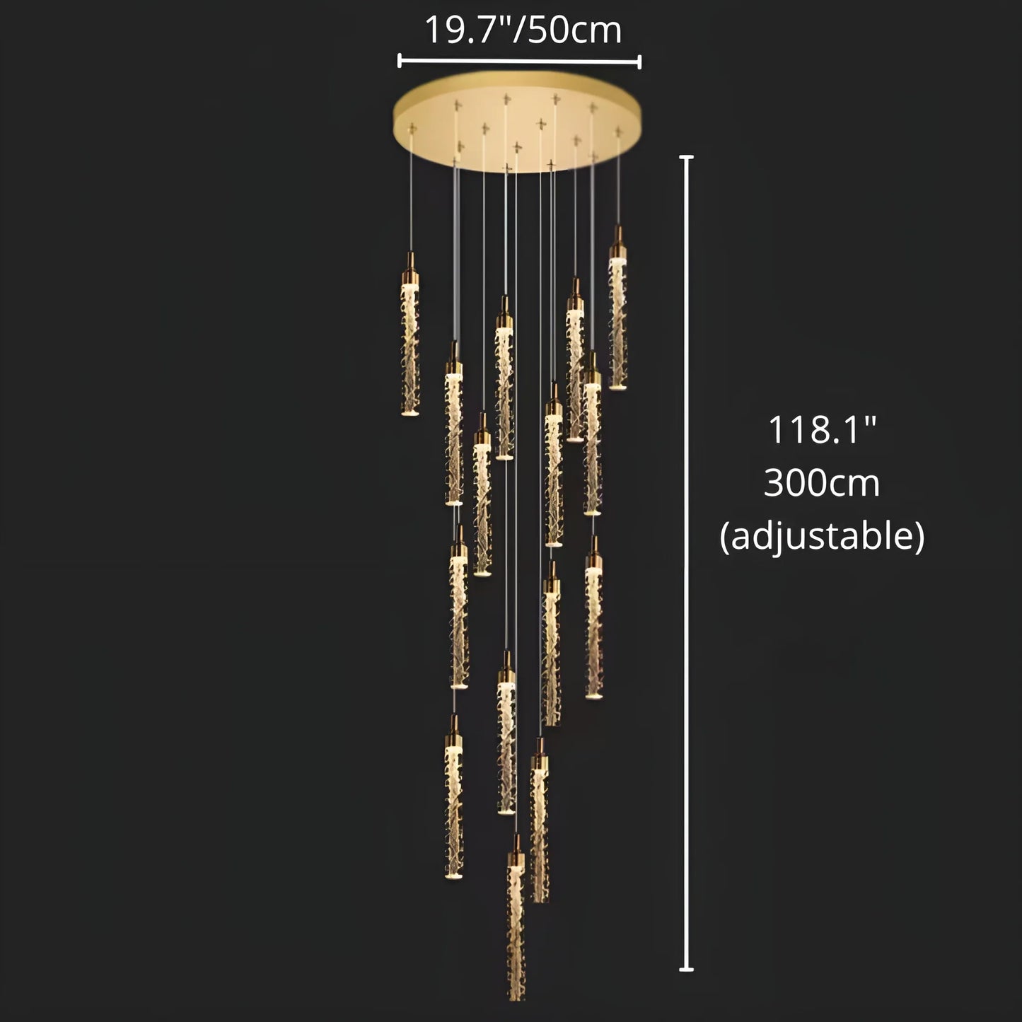 Diorite Crystal Cascade Staircase Chandelier - Chandeliers | Lucera Lighting