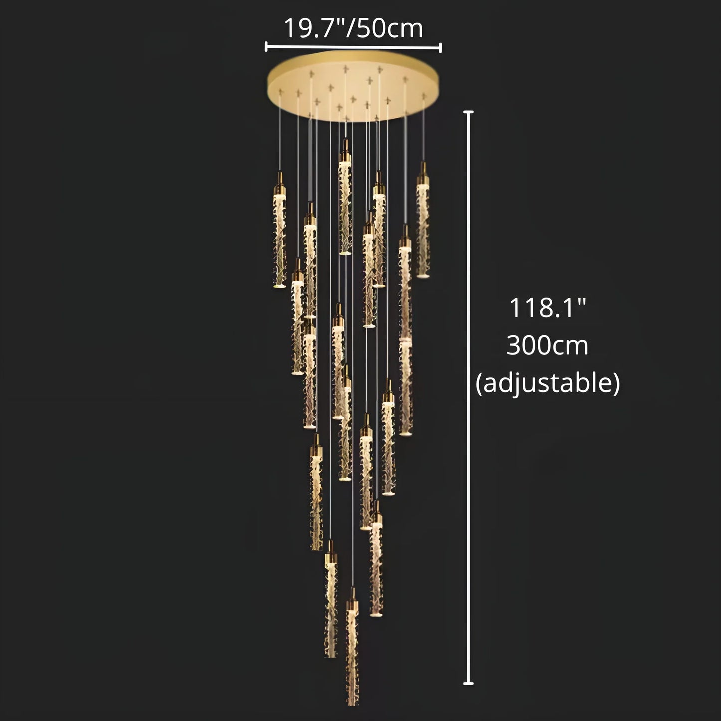 Diorite Crystal Cascade Staircase Chandelier - Chandeliers | Lucera Lighting