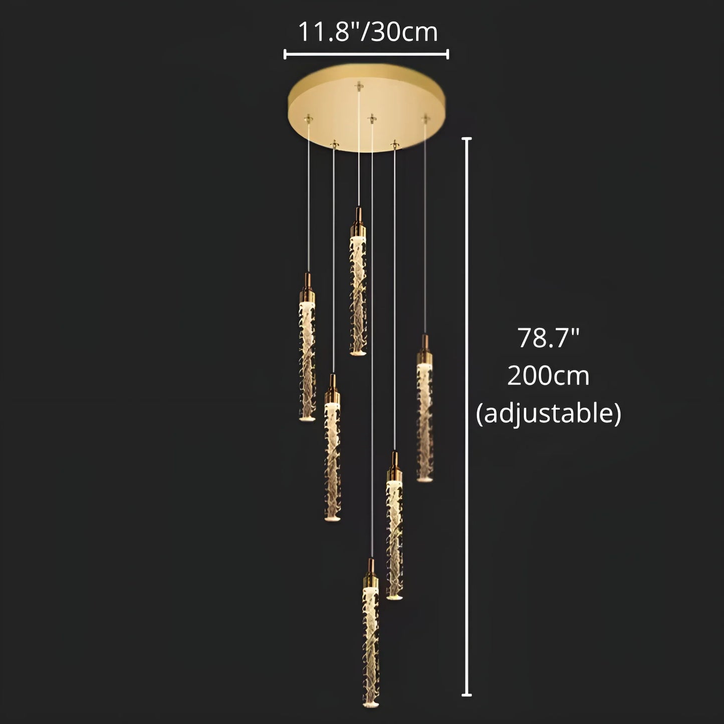 Diorite Crystal Cascade Staircase Chandelier - Chandeliers | Lucera Lighting