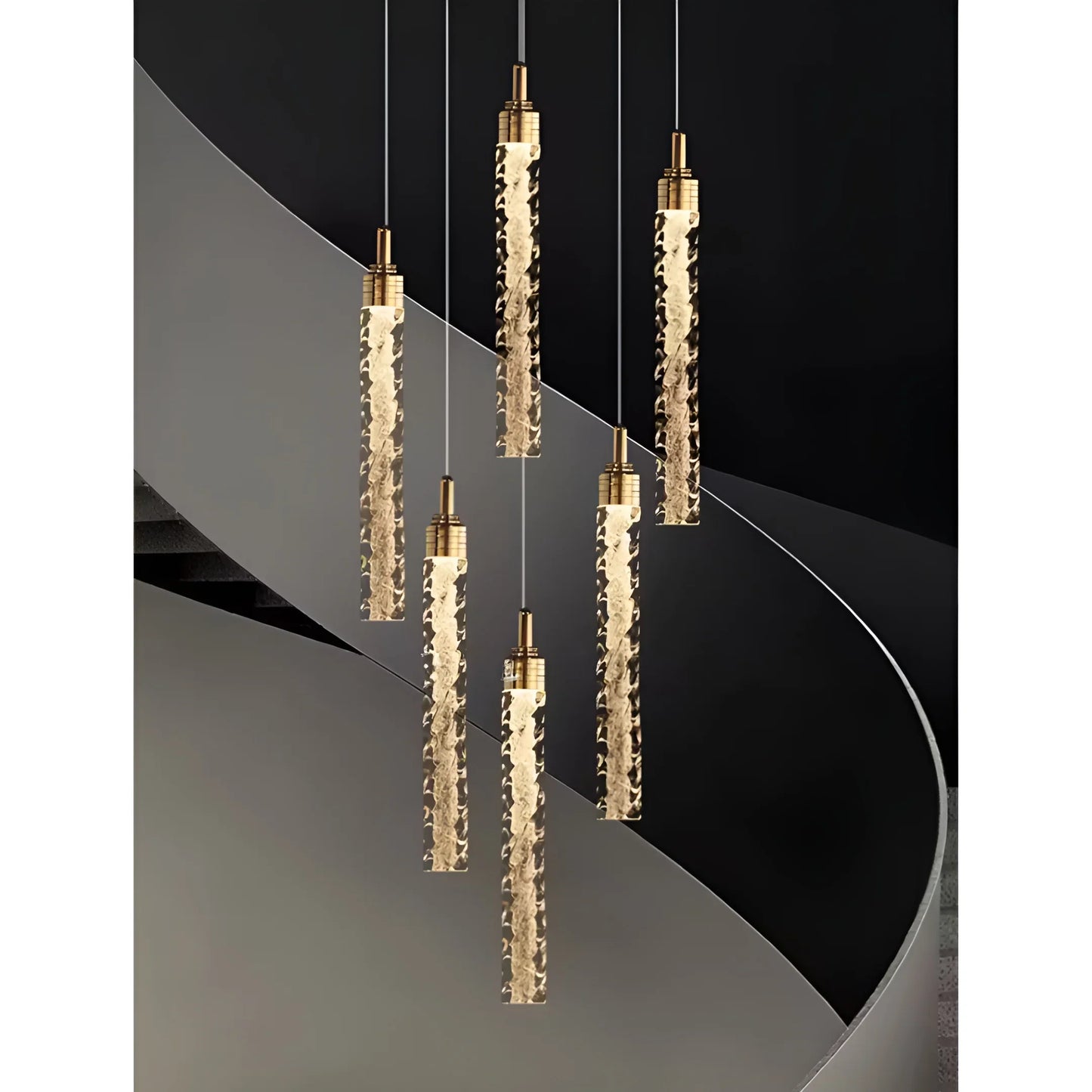 Diorite Crystal Cascade Staircase Chandelier - Chandeliers | Lucera Lighting