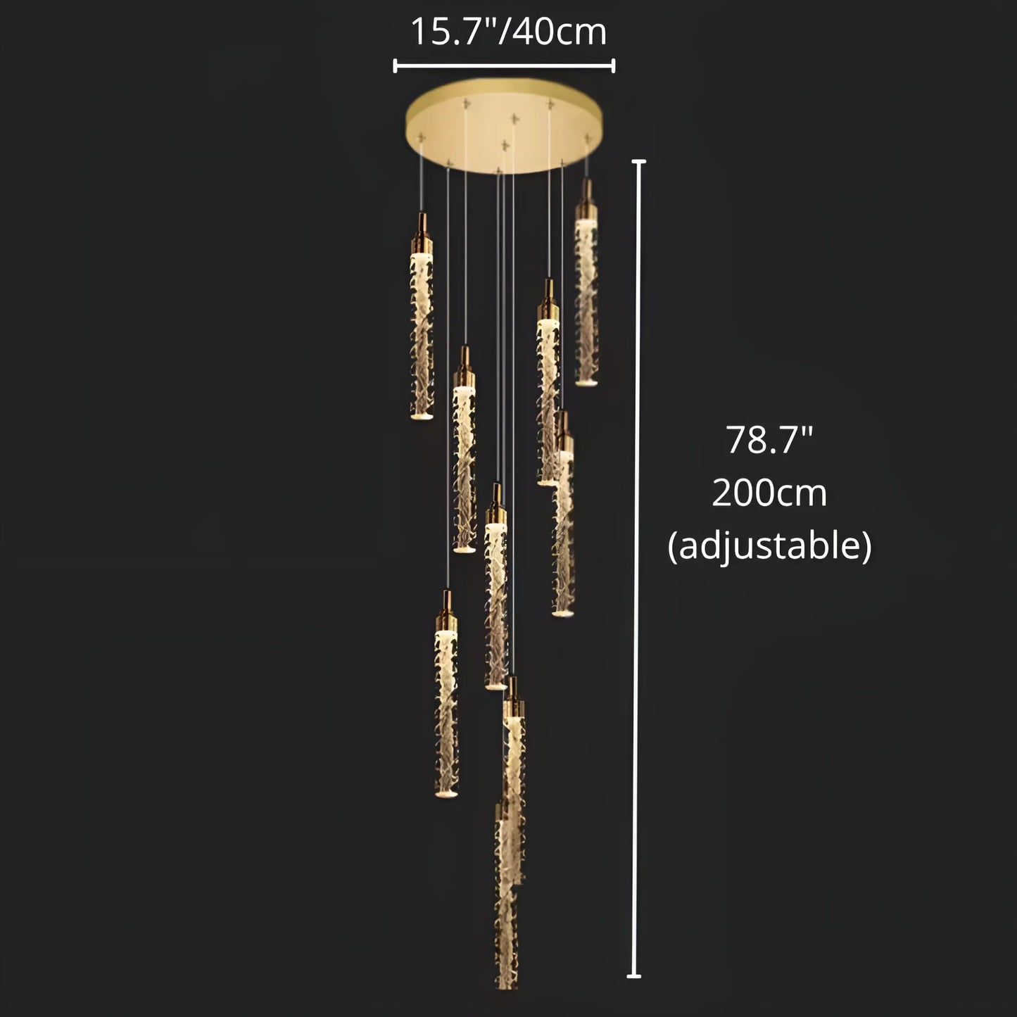 Diorite Crystal Cascade Staircase Chandelier - Chandeliers | Lucera Lighting
