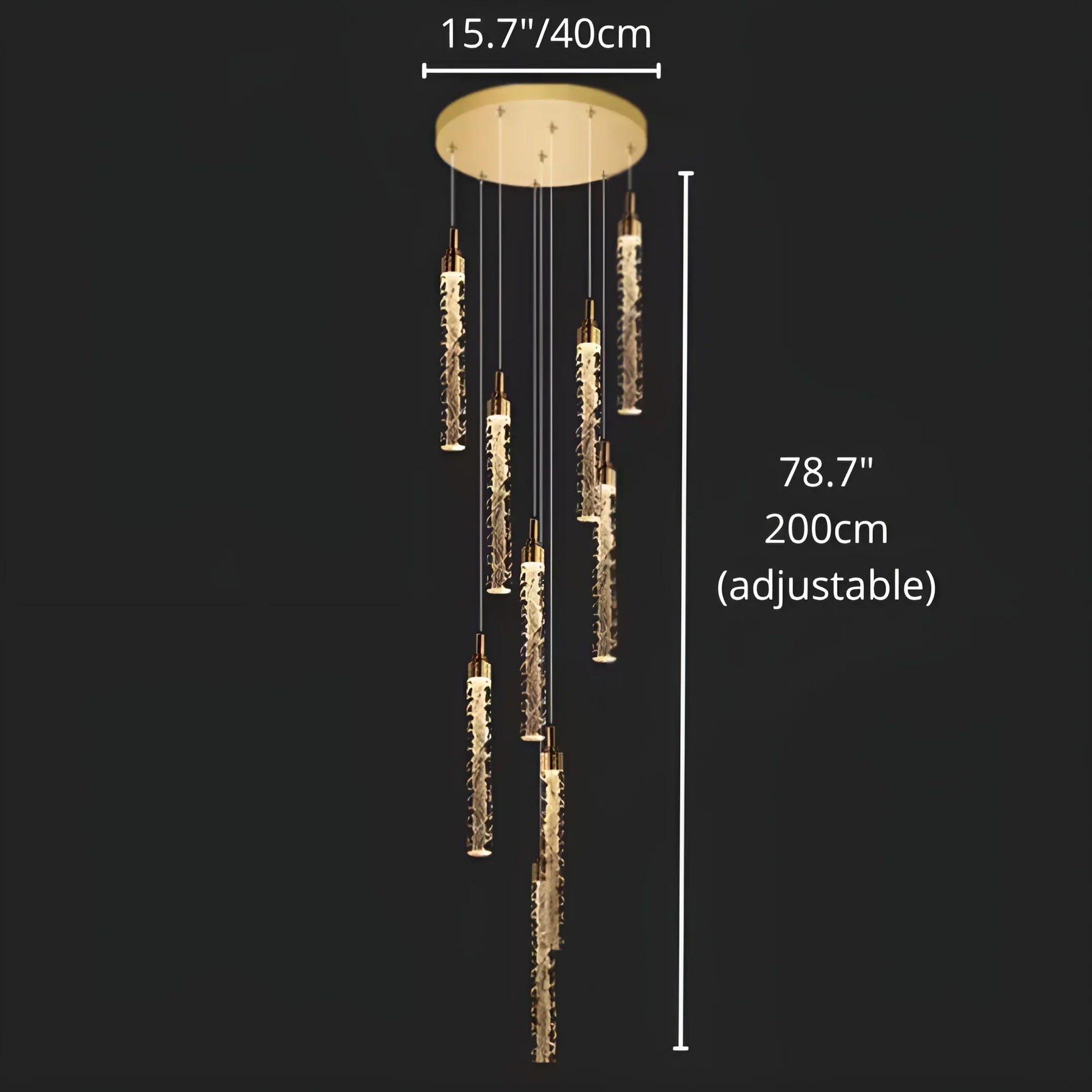 Diorite Crystal Cascade Staircase Chandelier - Chandeliers | Lucera Lighting