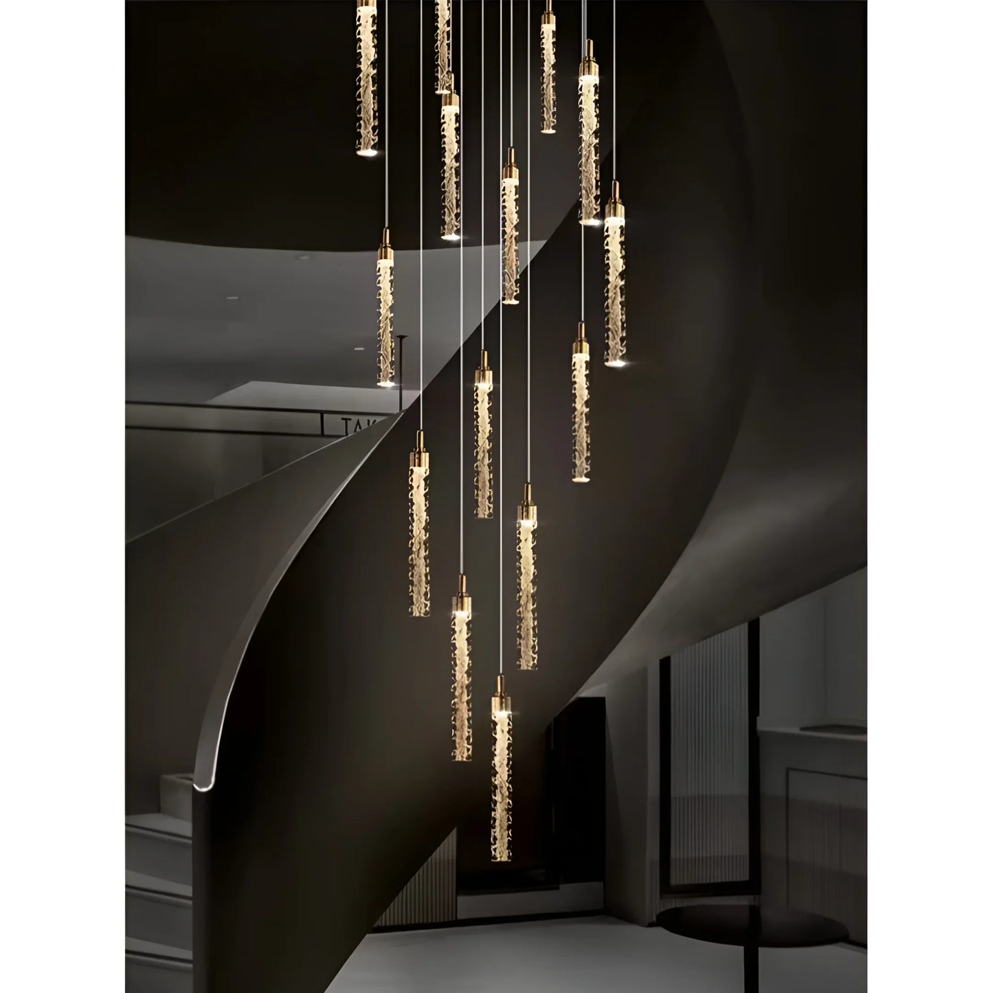 Diorite Crystal Cascade Staircase Chandelier - Chandeliers | Lucera Lighting