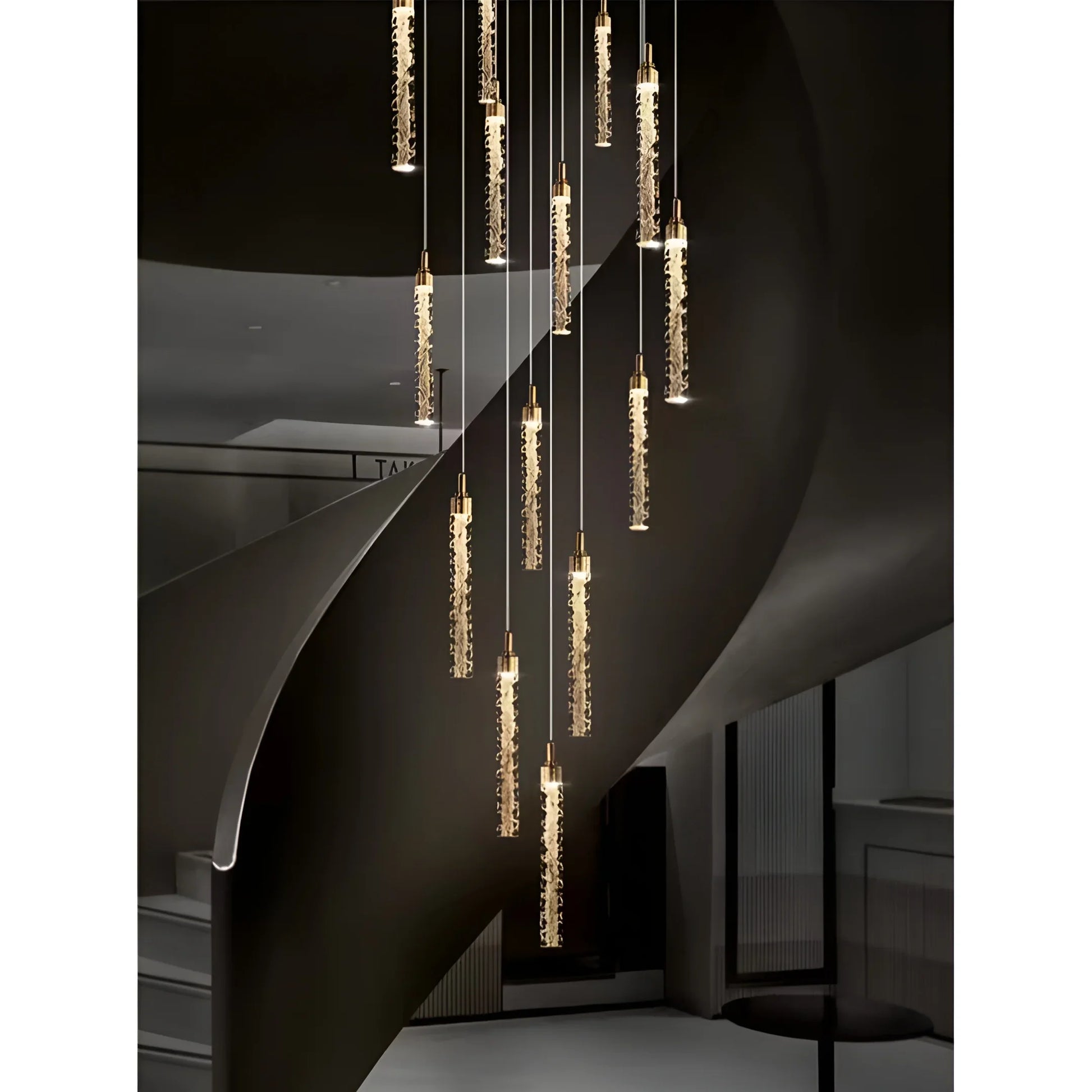 Diorite Crystal Cascade Staircase Chandelier - Chandeliers | Lucera Lighting