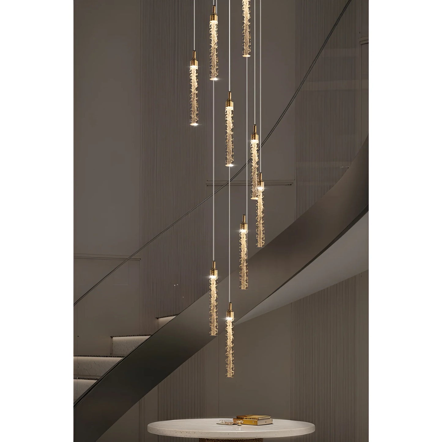 Diorite Crystal Cascade Staircase Chandelier - Chandeliers | Lucera Lighting
