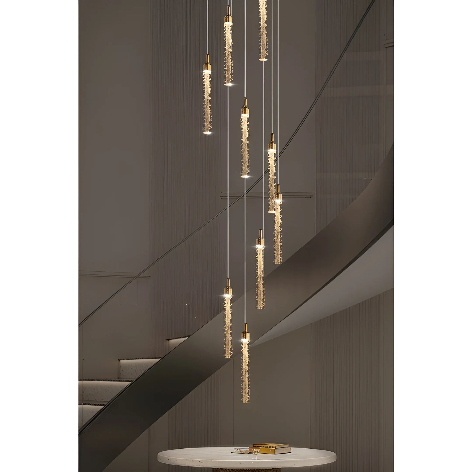 Diorite Crystal Cascade Staircase Chandelier - Chandeliers | Lucera Lighting
