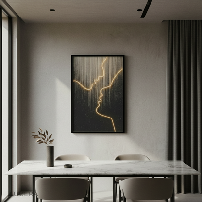 Nordic-style wall-hanging lamp casting warm ambient light in a cozy minimalist living room