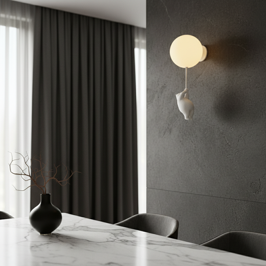 Lintel ceiling light with bear holding balloon lamp in kids bedroom