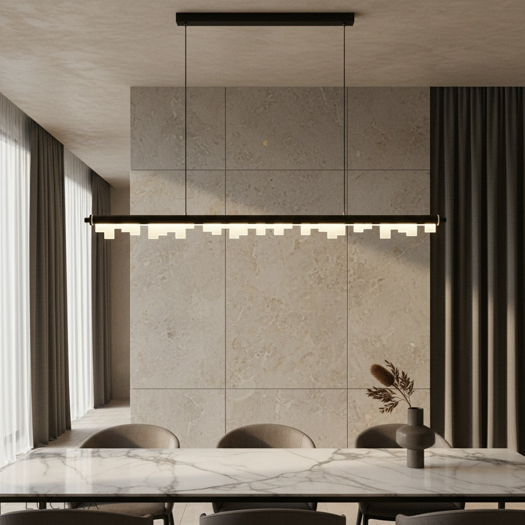 Fascinating Pendant Light by Lucera illuminating a modern dining table in a contemporary interior