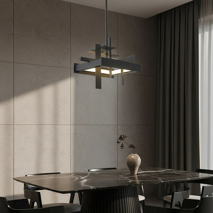 Chalice Pendant Light by Lucera illuminating modern living room with warm ambient glow