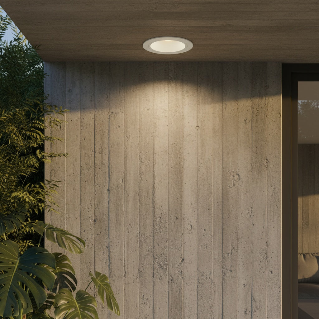 Emerald Downlight LED spotlight illuminating a modern bathroom with sleek aluminum finish