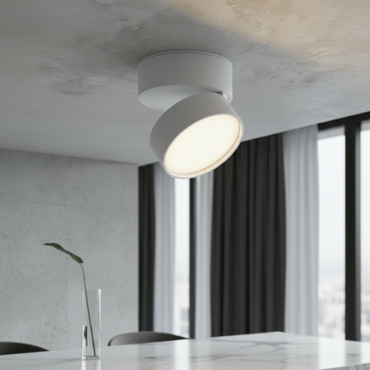 modern aluminum downlight illuminating contemporary kitchen island