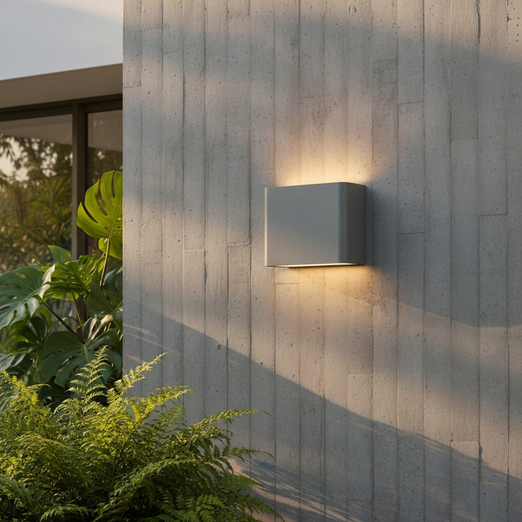 Cadmium wall lamp by Lucera in modern living room with warm ambient glow