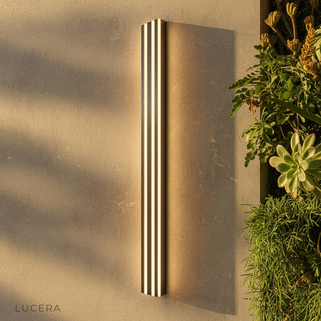 Hesperus black wall lamp illuminating modern living room with warm ambient glow