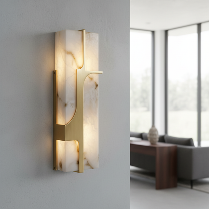 Fetish Wall Lamp by Lucera in modern bedroom with warm ambient glow
