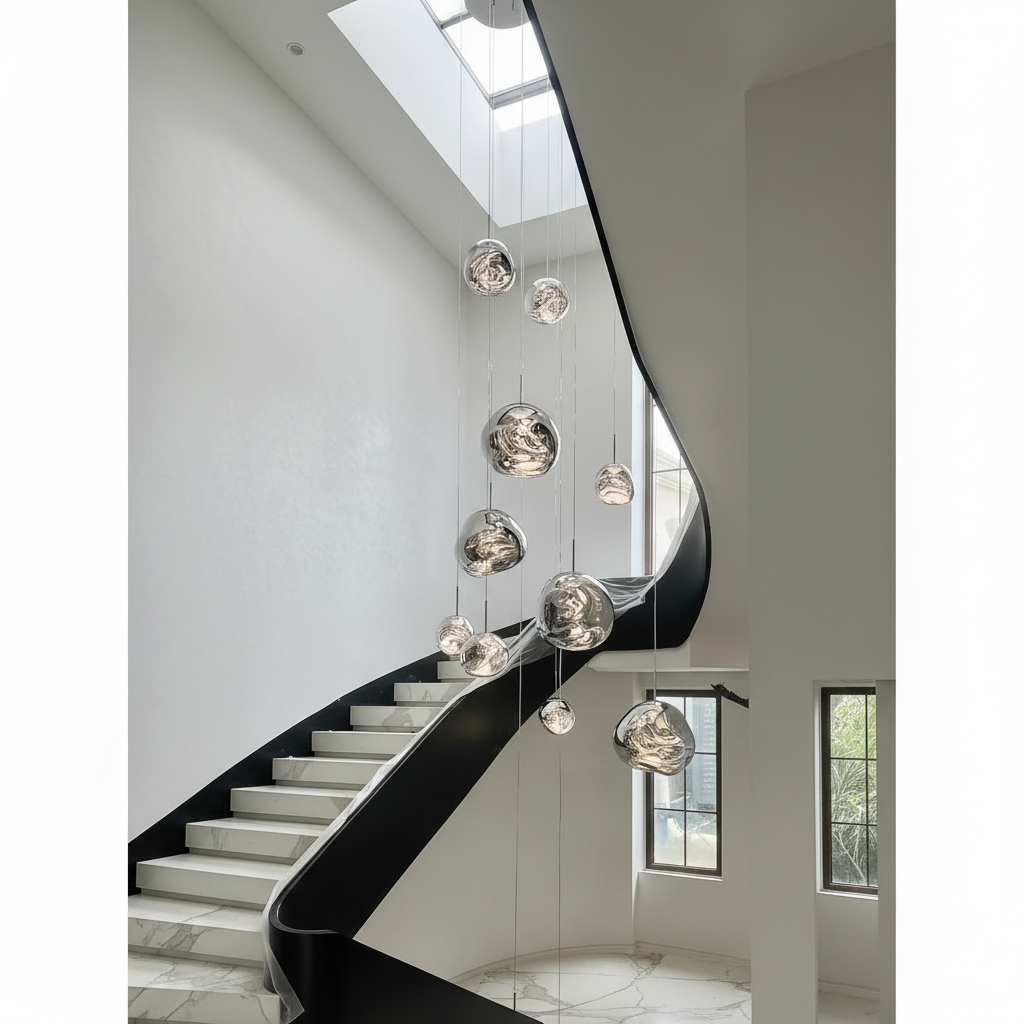 Zion Modern LED Bubble Staircase Chandelier - Pendant Lights | Lucera Lighting