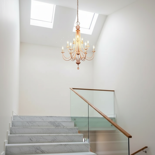 Crest Vintage Crystal Staircase Chandelier - Chandeliers | Lucera Lighting