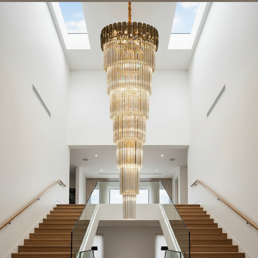 Cliff Royal Long Crystal Chandelier for Staircase - Chandeliers | Lucera Lighting