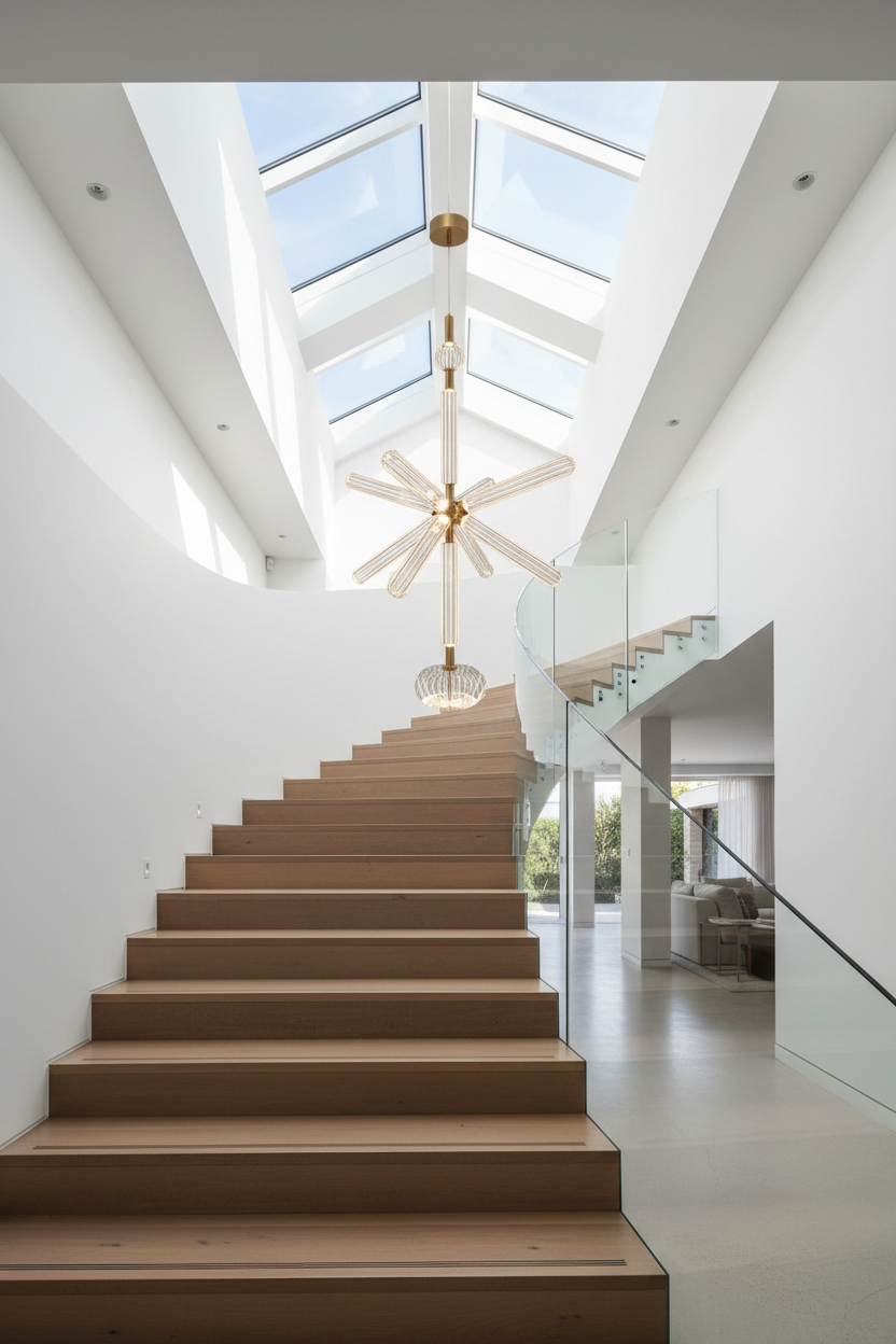 Zeal Glass Chandelier for Staircase - Chandeliers | Lucera Lighting