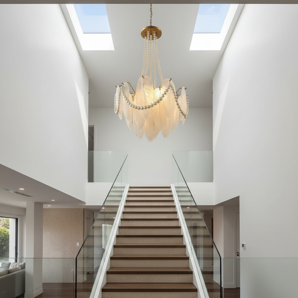 Gust Glass Feather Elegant Chandelier - Chandeliers | Lucera Lighting