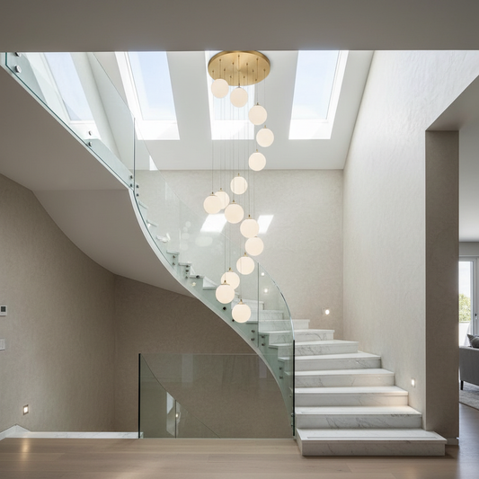 Bluff Copper Ball Staircase Chandelier - Chandeliers | Lucera Lighting