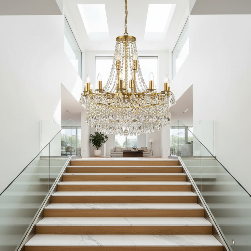 Beck Classical Large Crystal Candle Ceiling Chandelier - Chandeliers | Lucera Lighting
