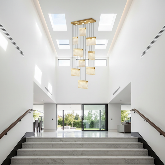 Keld Crystal Blocks LED Ceiling Chandelier - Chandeliers | Lucera Lighting