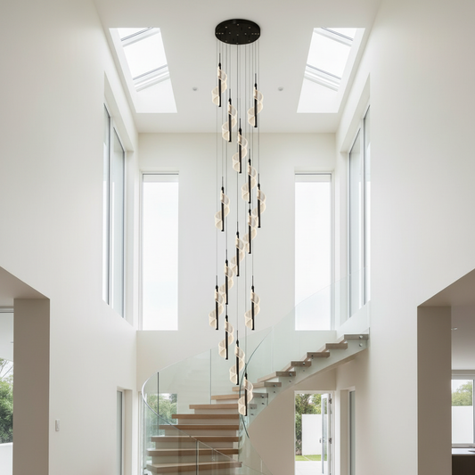 Vael Long Spiral LED Pendant Chandelier - Chandeliers | Lucera Lighting